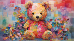 Whimsical patterned and brightly colored the aesthetic teddy bear collage is captured in the delightful wallpaper named Aesthetic teddy bear collage.jpg