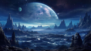 wallpaper reveals distant planets and a cosmic tapestry of sparkling stars in a galactic vista