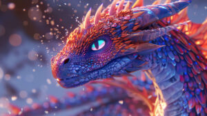A captivating wallpaper featuring a fantastical dragon with colorful scales and captivating eyes evoking a feeling of wonder