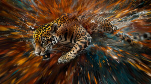 A depiction of a moving jaguar in an abstract style that conveys both its energy and grace is conveyed by JaguarMotionEnergyGrace.jpg