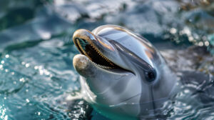 A dolphins soulful eyes and captivating smile capture its intelligence and beauty in close up wallpaper.jpg