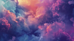 A vivid wallpaper showcasing cosmic clouds in a vibrant color scheme creating a dynamic and visually captivating scene