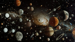 A wallpaper capturing the choreography of celestial bodies evoking a feeling of cosmic synchrony