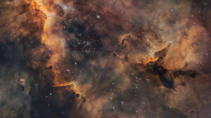 A wallpaper featuring a celestial background with watercolor inspired stars and nebulae blend
