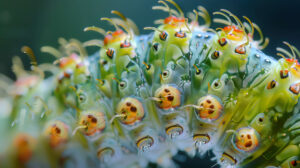 A wallpaper highlighting the captivating intricacies of a caterpillars body revealing its distinct patterns and fascinating structure