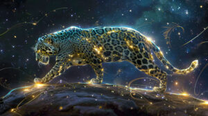 A wallpaper named Celestial Jaguar Constellation mixes wildlife and cosmic elements creatively