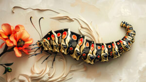 A wallpaper portraying a caterpillars transformation into a butterfly symbolizing growth and change