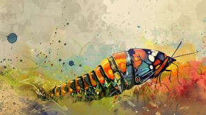 A wallpaper showcasing the metamorphosis of a caterpillar into a butterfly symbolizing growth and transformation