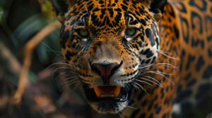 A wallpapers featuring a fierce and intense jaguar capturing its untamed spirit