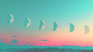 An artistic depiction of moon phases in a gradient sky capturing the mesmerizing dance of the celestial bodies available as a wallpaper in celestial dance.jpg