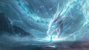 Anime dragon emerging from a mystical portal, bridging realms of reality and imagination