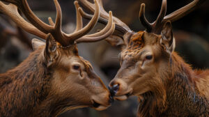 Antlers lovingly entwined portraying the camaraderie in the animal kingdom