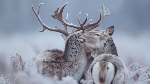 Antlers woven together in a tender embrace representing the interconnected relationships within the animal world camaraderie bond wallpaper.jpg