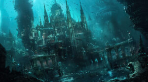 Atlantis rises from the deep aglow in bioluminescent colors captured in Emergence of Atlantis.jpg