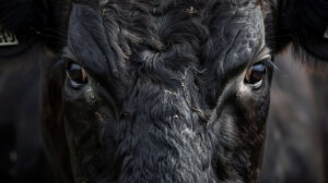 Capturing the depth and sharpness in the gazes of a dark eyed black bull in a close up wallpaper
