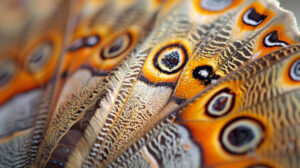 Capturing the intricate patterns and textures up close on a moths wings in a macro shot showcasing mesmerizing details