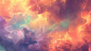 Cosmic clouds in a vibrant palette, forming a dynamic and visually striking wallpaper
