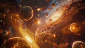 Cosmic harmony is evoked by the celestial bodies moving in a celestial ballet in the wallpaper called Celestial Harmony in Motion.jpg