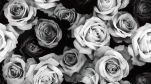 Elegant black and white rose design a blend of contrasts and textures that elevate any space with grace available as adornment for your wallpaper