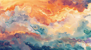 Energetic cosmic clouds with vivid colors creating a lively and captivating wallpaper