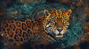 Ethereal jaguar mandala merges wilderness with intricate patterns adding an artistic flair to the wallpaper.jpg