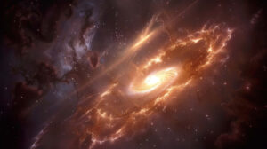 Galactic scene with a serene celestial glow, radiating tranquility and wonder