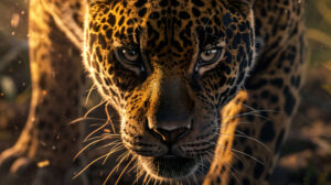 Intensely captivating wallpaper featuring a fierce jaguar up close emanating its untamed spirit