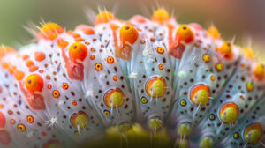 Macro wallpaper reveals intricate details of a caterpillars body showcasing unique markings and fascinating anatomy