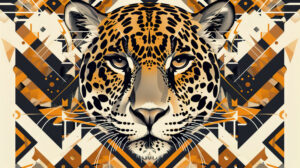 Wallpaper featuring a contemporary twist with a geometric design portraying jaguar patterns through dynamic shapes and lines