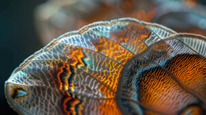 Wallpaper featuring an up close macro shot presenting the detailed patterns and textures of a moths wings in an enthralling way