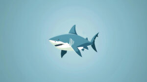 Wallpaper showcasing a lone adorable shark set against a serene ocean blue backdrop embodying simplicity and charm