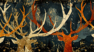 Wallpaper showcasing natural toned abstract antler designs capturing the sophisticated ruggedness of the wilderness