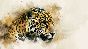 Watercolor inspired jaguar wallpaper with soft strokes, creating a subtle and calming ambiance