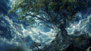 A depiction of the mythical World Tree Yggdrasil its branches extending to the heavens and depths of the underworld can be found in the wallpaper file named Yggdrasil Tree.jpg