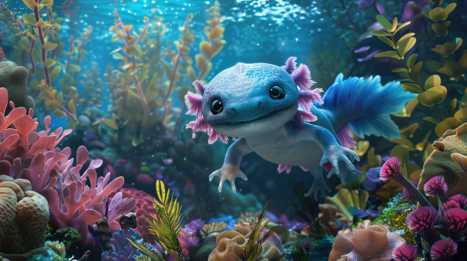 Blue Axolotl Wallpaper, Free, 4k