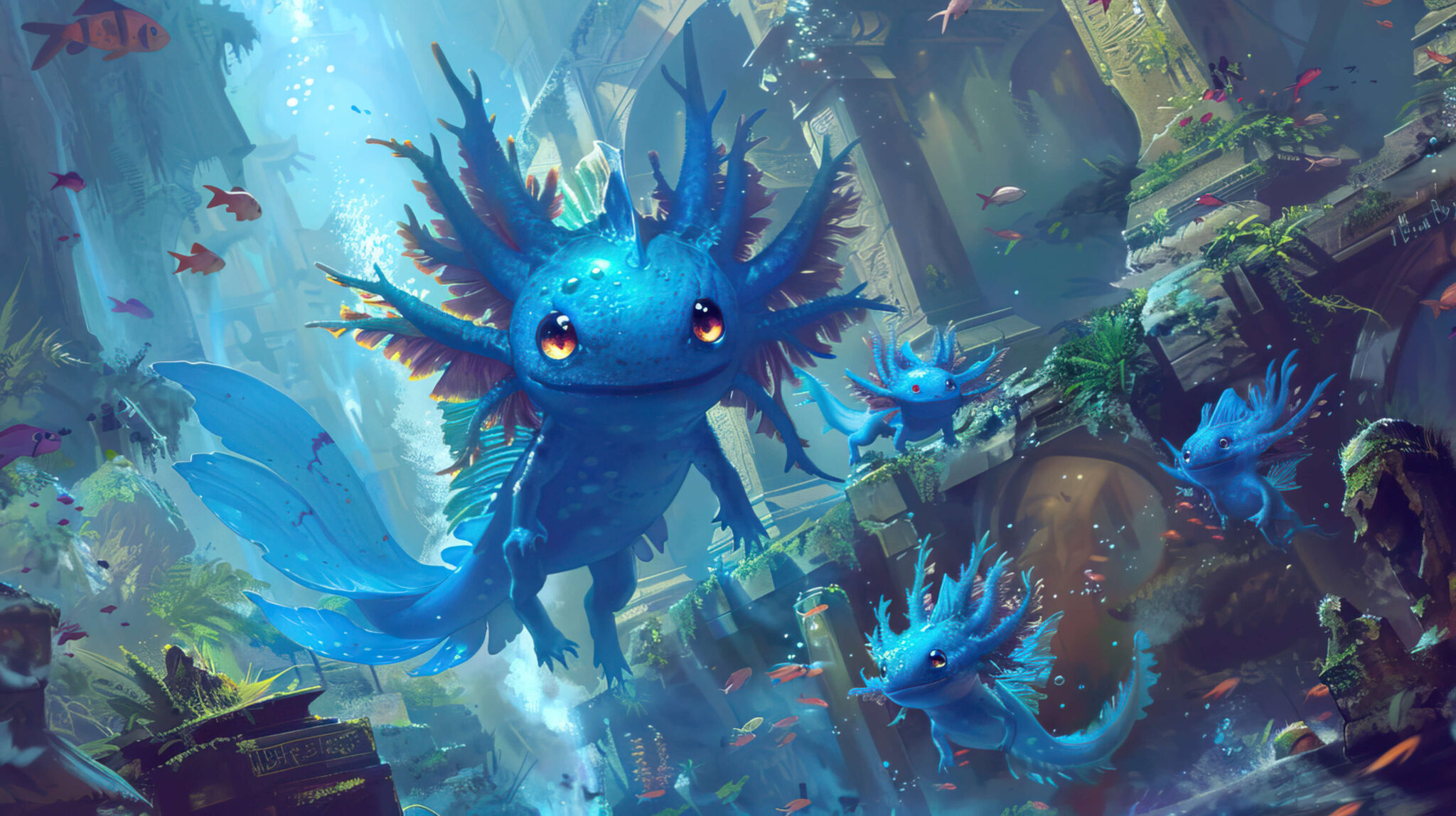 Blue Axolotl Wallpaper, Free, 4k