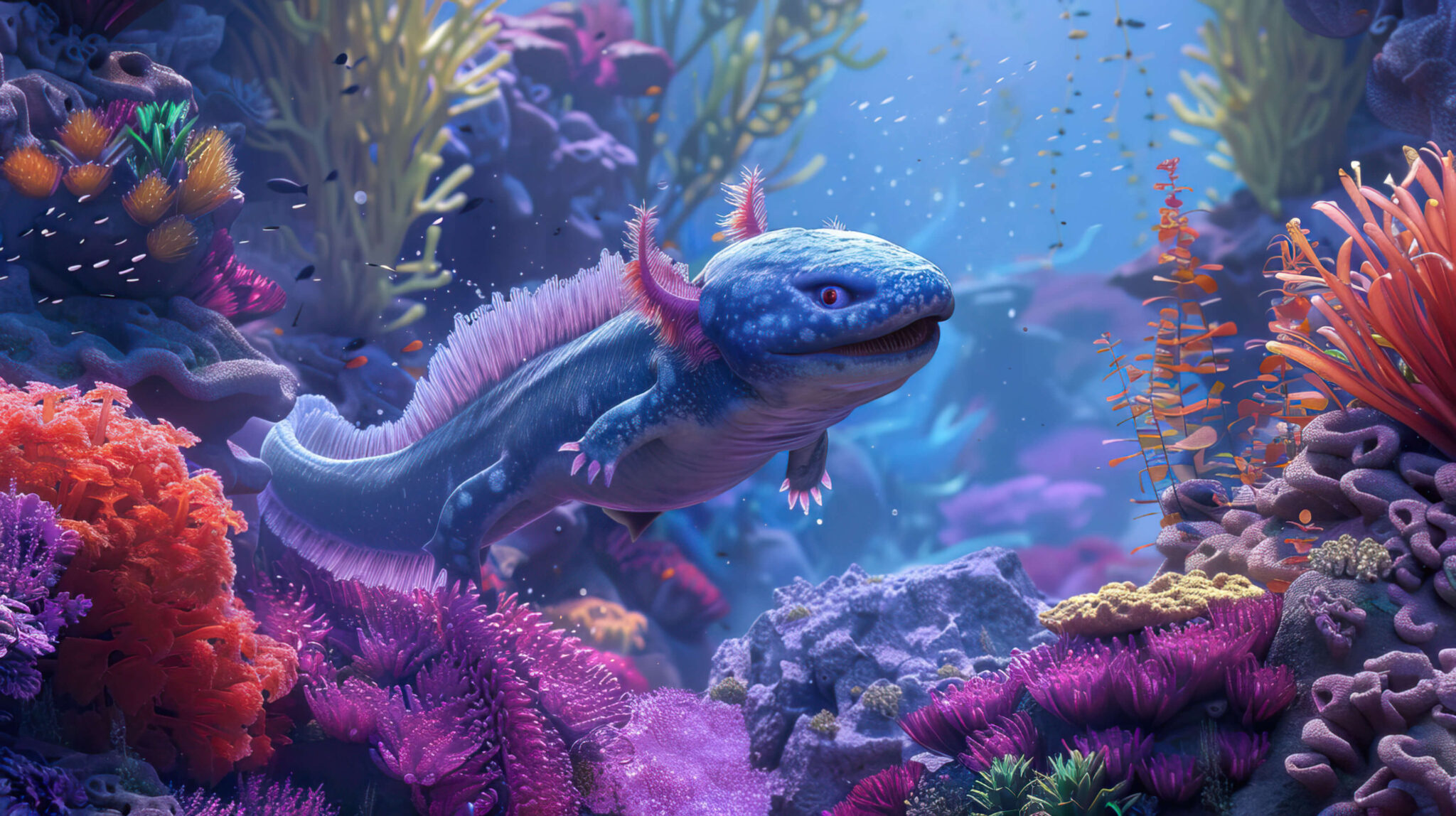 Blue Axolotl Wallpaper, Free, 4k