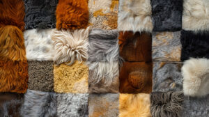 A patchwork design showcasing various fur types with a mix of textures and colors