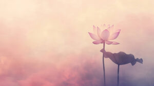 A serene and calming wallpaper with a simple lotus flower outline on a gentle pastel backdrop creating a minimalist feel