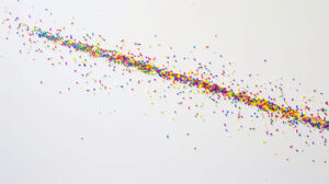 A simple wallpaper featuring a solitary rainbow sprinkle line on a plain white backdrop injecting color and playfulness diagonally