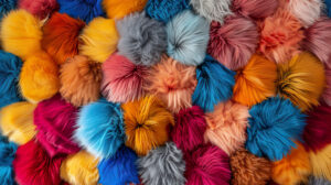 A vibrant and fun wallpaper featuring a playful design with colorful fur tufts arranged in a whimsical pattern to add a lively touch