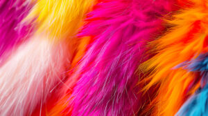 A vibrant contemporary wallpaper showcasing a tight shot of faux fur in vivid and lively hues