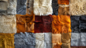 A visually captivating wallpaper showcasing a blend of fur types in a patchwork motif revealing an array of textures and colors