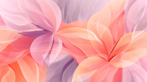Abstract wallpaper displaying overlapping petals and leaves in soft gradients of pink peach and lavender