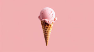 A wallpaper showcasing a minimalist design with a single scoop of ice cream in a waffle cone against a simple clean backdrop