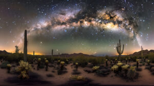 Captivating desert landscape with various cacti under a starry night sky showcasing the clear visibility of the Milky Way wallpaper.jpg