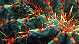 Close up view showcasing the detailed patterns and textures on the surface of a cactus adorned with sharp spines in wallpaper.jpg